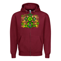 Burgundy Western Shamrock Cross Leopard Background Zipper Hoodie - Artiststas