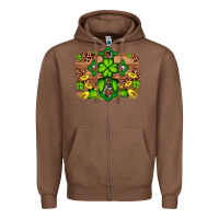 Chestnut Western Shamrock Cross Leopard Background Zipper Hoodie - Artiststas