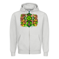 Dove Grey Western Shamrock Cross Leopard Background Zipper Hoodie - Artiststas
