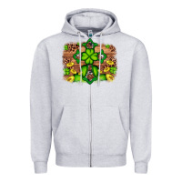 Heather Grey Western Shamrock Cross Leopard Background Zipper Hoodie - Artiststas