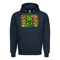 Navy Western Shamrock Cross Leopard Background Zipper Hoodie - Artiststas