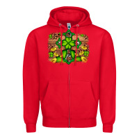 Red Western Shamrock Cross Leopard Background Zipper Hoodie - Artiststas