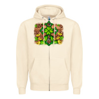 Sandshell Western Shamrock Cross Leopard Background Zipper Hoodie - Artiststas