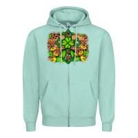 Seafoam Western Shamrock Cross Leopard Background Zipper Hoodie - Artiststas