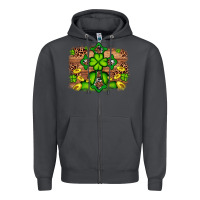 Smoke Western Shamrock Cross Leopard Background Zipper Hoodie - Artiststas