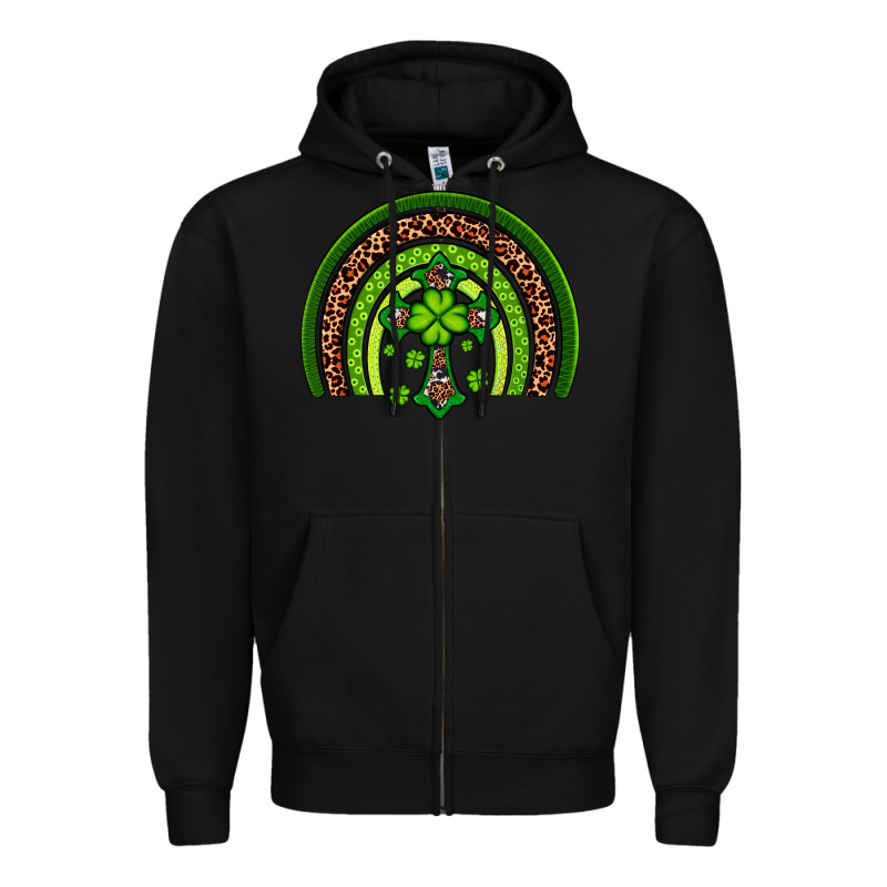 Western Shamrock Cross Rainbow Zipper Hoodie by Artiststas | Teevron