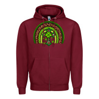 Burgundy Western Shamrock Cross Rainbow Zipper Hoodie - Artiststas