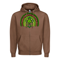 Chestnut Western Shamrock Cross Rainbow Zipper Hoodie - Artiststas