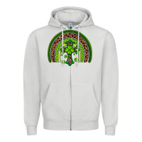 Dove Grey Western Shamrock Cross Rainbow Zipper Hoodie - Artiststas