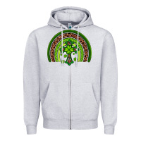 Heather Grey Western Shamrock Cross Rainbow Zipper Hoodie - Artiststas