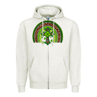 Oatmeal Heather Western Shamrock Cross Rainbow Zipper Hoodie - Artiststas