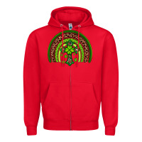 Red Western Shamrock Cross Rainbow Zipper Hoodie - Artiststas