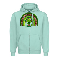 Seafoam Western Shamrock Cross Rainbow Zipper Hoodie - Artiststas