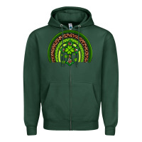 Sports Green Western Shamrock Cross Rainbow Zipper Hoodie - Artiststas