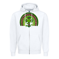 White Western Shamrock Cross Rainbow Zipper Hoodie - Artiststas