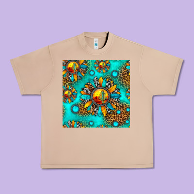 Western Sunset Sunflowers Seamless Pattern Urban Heavy Tee Designed By Hra Design Shop