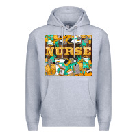 Heather Grey Green And Yellow Nurse Premium Hoodie - LillyAllenDesigns