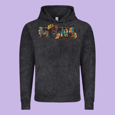 Western Mini Black Highland Calf Vintage Hoodie Designed By Ranaportraitstore