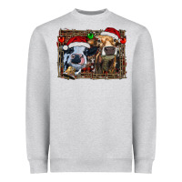 Heather Grey christmas heifers with leopard and cowhide background Heavyweight Sweatshirt - RanaPortraitStore