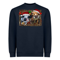 Navy christmas heifers with leopard and cowhide background Heavyweight Sweatshirt - RanaPortraitStore