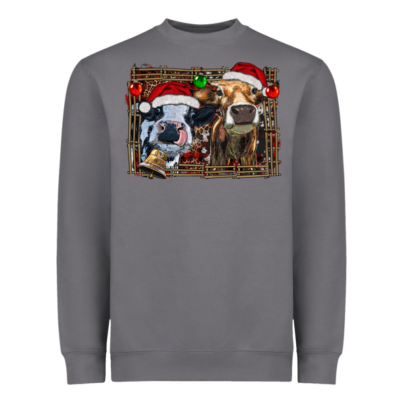 Christmas Heifers With Leopard And Cowhide Background Heavyweight Sweatshirt by RanaPortraitStore | Teevron