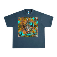 Midnight Navy aztec bull skull seamless pattern Urban Heavy Tee - HRA Design Shop