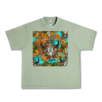 Oil Green aztec bull skull seamless pattern Urban Heavy Tee - HRA Design Shop