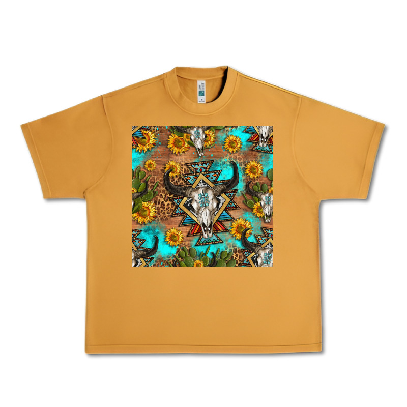 Aztec Bull Skull Seamless Pattern Urban Heavy Tee by HRA Design Shop | Teevron
