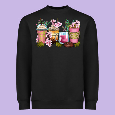Flowers Coffee Cups Heavyweight Sweatshirt Designed By Zillion Design Studio