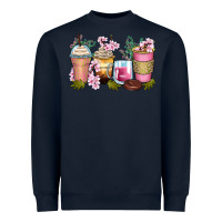 Navy flowers coffee cups Heavyweight Sweatshirt - Zillion Design Studio