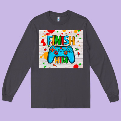 Finish Him Long Sleeve Tee Designed By Jahusdesignshop