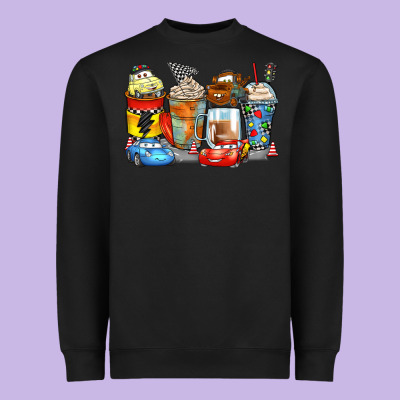 Cartoon Characters Coffee Cups Heavyweight Sweatshirt Designed By Zillion Design Studio