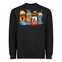 Black cartoon characters coffee cups Heavyweight Sweatshirt - Zillion Design Studio
