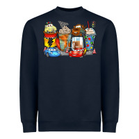 Navy cartoon characters coffee cups Heavyweight Sweatshirt - Zillion Design Studio