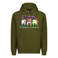 Army Green mardi gras celebration with teeth Premium Hoodie - LillyAllenDesigns
