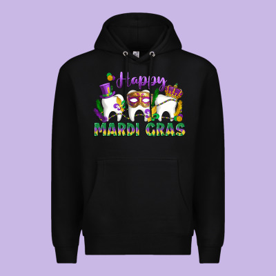 Mardi Gras Celebration With Teeth Premium Hoodie Designed By Lillyallendesigns