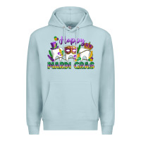 Blue Mist mardi gras celebration with teeth Premium Hoodie - LillyAllenDesigns