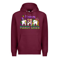 Burgundy mardi gras celebration with teeth Premium Hoodie - LillyAllenDesigns