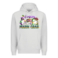 Dove Grey mardi gras celebration with teeth Premium Hoodie - LillyAllenDesigns
