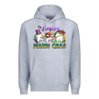 Heather Grey mardi gras celebration with teeth Premium Hoodie - LillyAllenDesigns