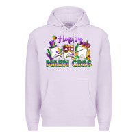Lilac mardi gras celebration with teeth Premium Hoodie - LillyAllenDesigns
