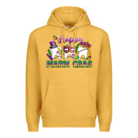 Mustard mardi gras celebration with teeth Premium Hoodie - LillyAllenDesigns