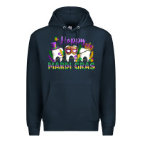Navy mardi gras celebration with teeth Premium Hoodie - LillyAllenDesigns