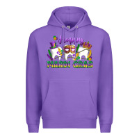 Purple mardi gras celebration with teeth Premium Hoodie - LillyAllenDesigns