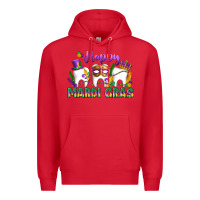 Red mardi gras celebration with teeth Premium Hoodie - LillyAllenDesigns
