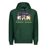 Sports Green mardi gras celebration with teeth Premium Hoodie - LillyAllenDesigns