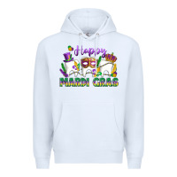 White mardi gras celebration with teeth Premium Hoodie - LillyAllenDesigns