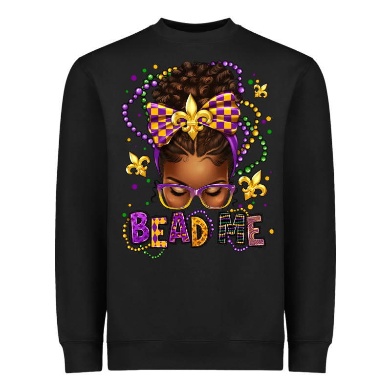 Bead Me Mardi Gras Afro Messy Bun Heavyweight Sweatshirt by texasbilliewilder | Teevron