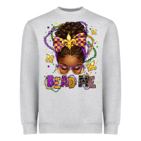 Heather Grey bead me mardi gras afro messy bun Heavyweight Sweatshirt - texasbilliewilder