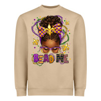 Mushroom bead me mardi gras afro messy bun Heavyweight Sweatshirt - texasbilliewilder
